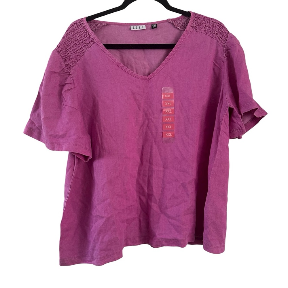 NWOT Elle Fuchsia V-Neck Top Size XXL